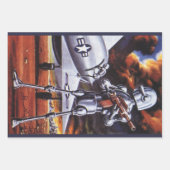 ヴィンテージSF軍隊ロボット兵 ラッピングペーパーシート (正面)