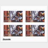 ヴィンテージSF軍隊ロボット兵 長方形シール (シート)