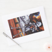 ヴィンテージSF軍隊ロボット兵 長方形シール (封筒)