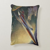 ヴィンテージSF飛行機地球 アクセントクッション (裏面(縦))