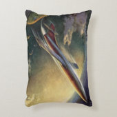 ヴィンテージSF飛行機地球 アクセントクッション (正面(垂直))