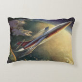 ヴィンテージSF飛行機地球 アクセントクッション (裏面)