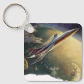 ヴィンテージSF飛行機地球 キーホルダー (正面)