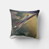 ヴィンテージSF飛行機地球 クッション (正面)