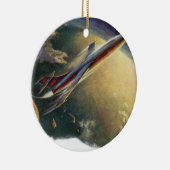 ヴィンテージSF飛行機地球 セラミックオーナメント (右)