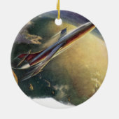 ヴィンテージSF飛行機地球 セラミックオーナメント (裏面)