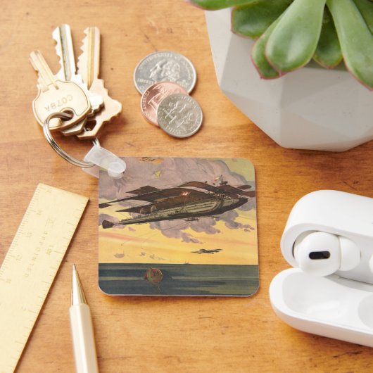 ヴィンテージSF飛行機飛行機船 キーホルダー (デスク)