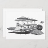 ヴィンテージSF飛行船日食招待状 招待状 (正面/裏面)