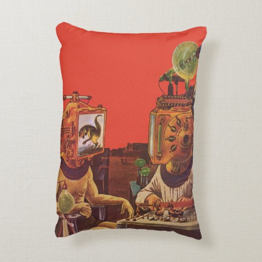 ヴィンテージSF、エイリアンスチームパンクヘルメット アクセントクッション (裏面(縦))