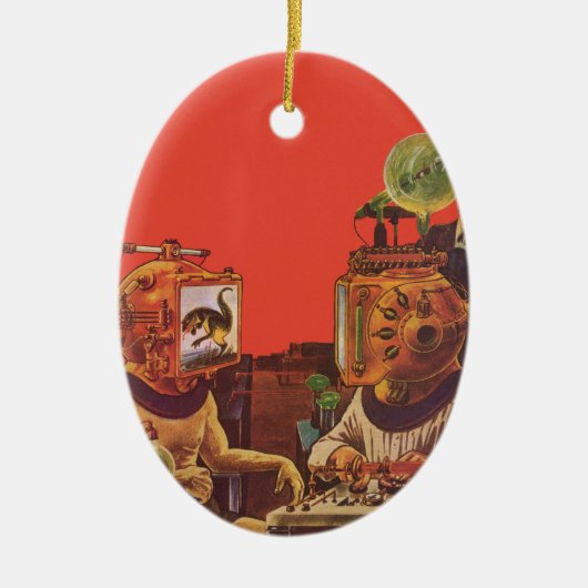 ヴィンテージSF、エイリアンスチームパンクヘルメット セラミックオーナメント (正面)