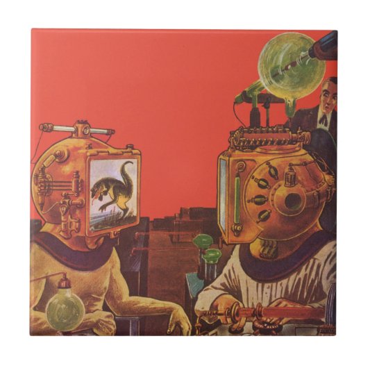 ヴィンテージSF、エイリアンスチームパンクヘルメット タイル (正面)