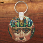 ヴィンテージSF、エイリアン脳研究室 キーホルダー (正面)