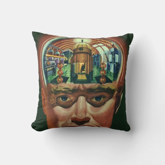 ヴィンテージSF、エイリアン脳研究室 クッション (正面)