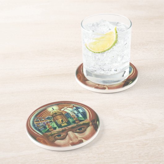 ヴィンテージSF、エイリアン脳研究室 コースター (側面)