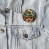 ヴィンテージSF、エイリアン脳研究室 缶バッジ (インサイチュ)