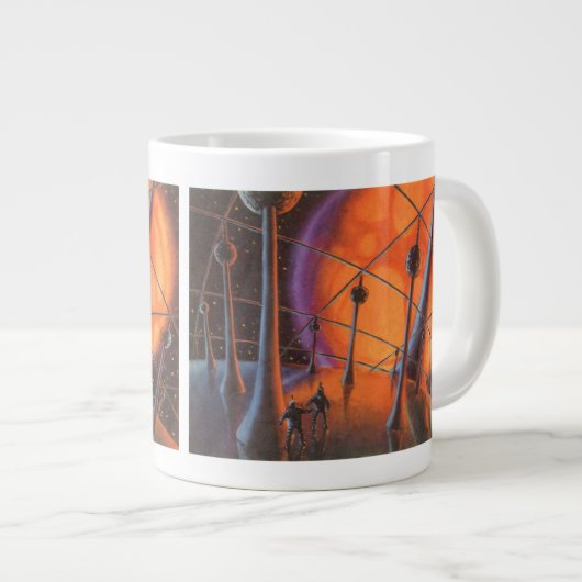 ヴィンテージSF、オレンジサンとエイリアン ジャンボコーヒーマグカップ (正面右)