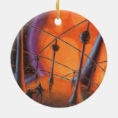 ヴィンテージSF、オレンジサンとエイリアン セラミックオーナメント (裏面)