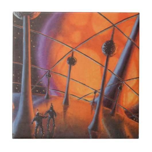 ヴィンテージSF、オレンジサンとエイリアン タイル (正面)