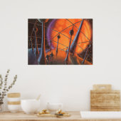 ヴィンテージSF、オレンジサンとエイリアン ポスター (キッチン)