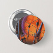 ヴィンテージSF、オレンジサンとエイリアン 缶バッジ (正面&裏面)