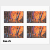 ヴィンテージSF、オレンジサンとエイリアン 長方形シール (シート)