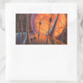 ヴィンテージSF、オレンジサンとエイリアン 長方形シール (バッグ)