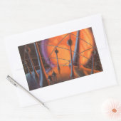 ヴィンテージSF、オレンジサンとエイリアン 長方形シール (封筒)