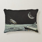 ヴィンテージSF、ロケット船月惑星 アクセントクッション (正面)