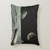 ヴィンテージSF、ロケット船月惑星 アクセントクッション (正面(垂直))