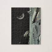 ヴィンテージSF、ロケット船月惑星 ジグソーパズル (縦)