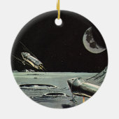 ヴィンテージSF、ロケット船月惑星 セラミックオーナメント (裏面)