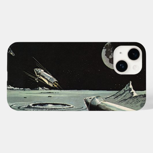 ヴィンテージSF、ロケット船月惑星 Case-Mate iPhoneケース (裏面 (横))