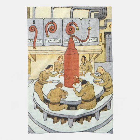 ヴィンテージSF、労働科学食べ者 キッチンタオル (縦)