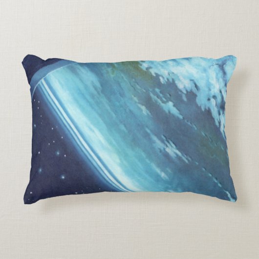 ヴィンテージSF、地球と星 アクセントクッション (正面)