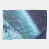 ヴィンテージSF、地球と星 キッチンタオル (横)