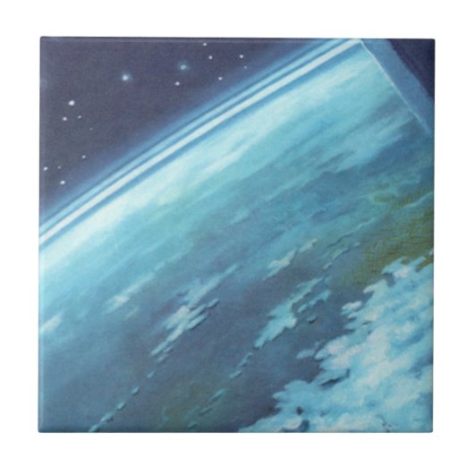 ヴィンテージSF、地球と星 タイル (正面)