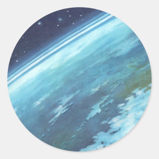 ヴィンテージSF、地球と星 ラウンドシール (正面)