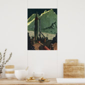 ヴィンテージSF、外惑星ロケット ポスター (キッチン)