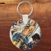 ヴィンテージSF、女性実験室実験 キーホルダー (正面)