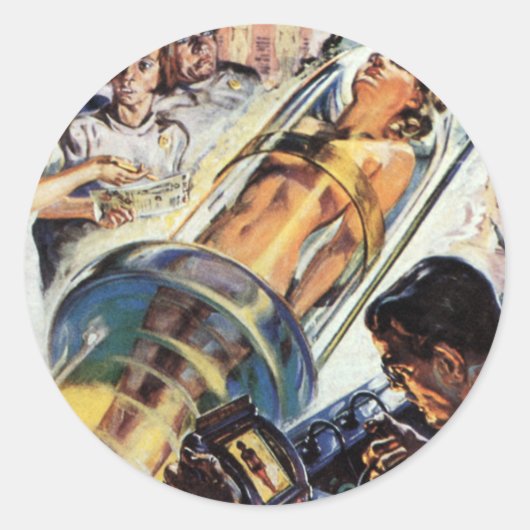 ヴィンテージSF、女性実験室実験 ラウンドシール (正面)