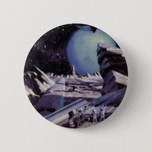 ヴィンテージSF、宇宙の月のエイリアン 缶バッジ (正面)