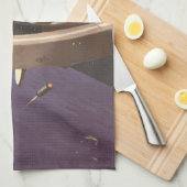 ヴィンテージSF、宇宙ステーションwith Planet キッチンタオル (四つ折り)