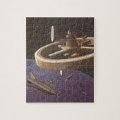 ヴィンテージSF、宇宙ステーションwith Planet ジグソーパズル (縦)