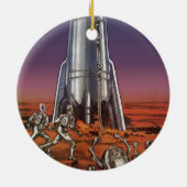 ヴィンテージSF、宇宙飛行士カブトムシエイリアン セラミックオーナメント (裏面)