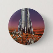 ヴィンテージSF、宇宙飛行士カブトムシエイリアン 缶バッジ (正面)