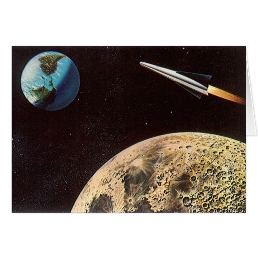 ヴィンテージSF、月の上のロケット船 (正面横)