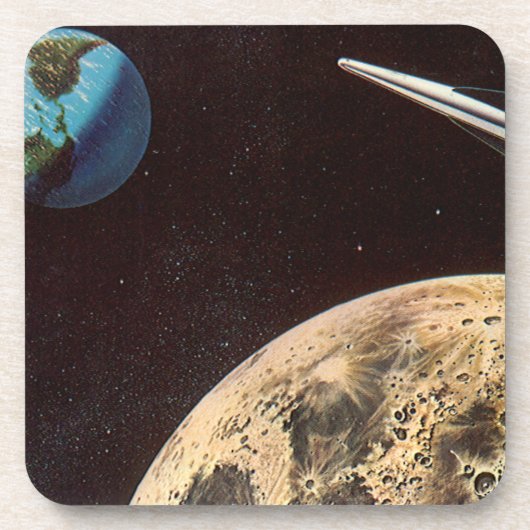 ヴィンテージSF、月の上のロケット船 コースター (正面)