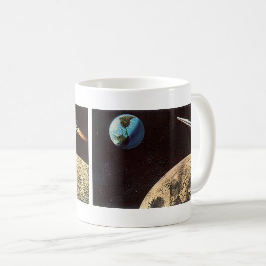 ヴィンテージSF、月の上のロケット船 コーヒーマグカップ (正面右)