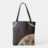 ヴィンテージSF、月の上のロケット船 トートバッグ (裏面)