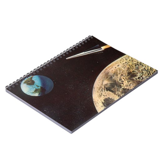 ヴィンテージSF、月の上のロケット船 ノートブック (左側)